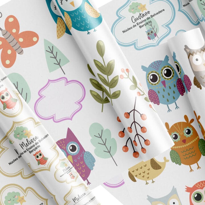 Etiquetas escolares - coruja / jardim - Imagem 5